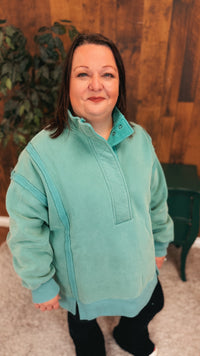 Charlene Snap Sweatshirt | Sea Green