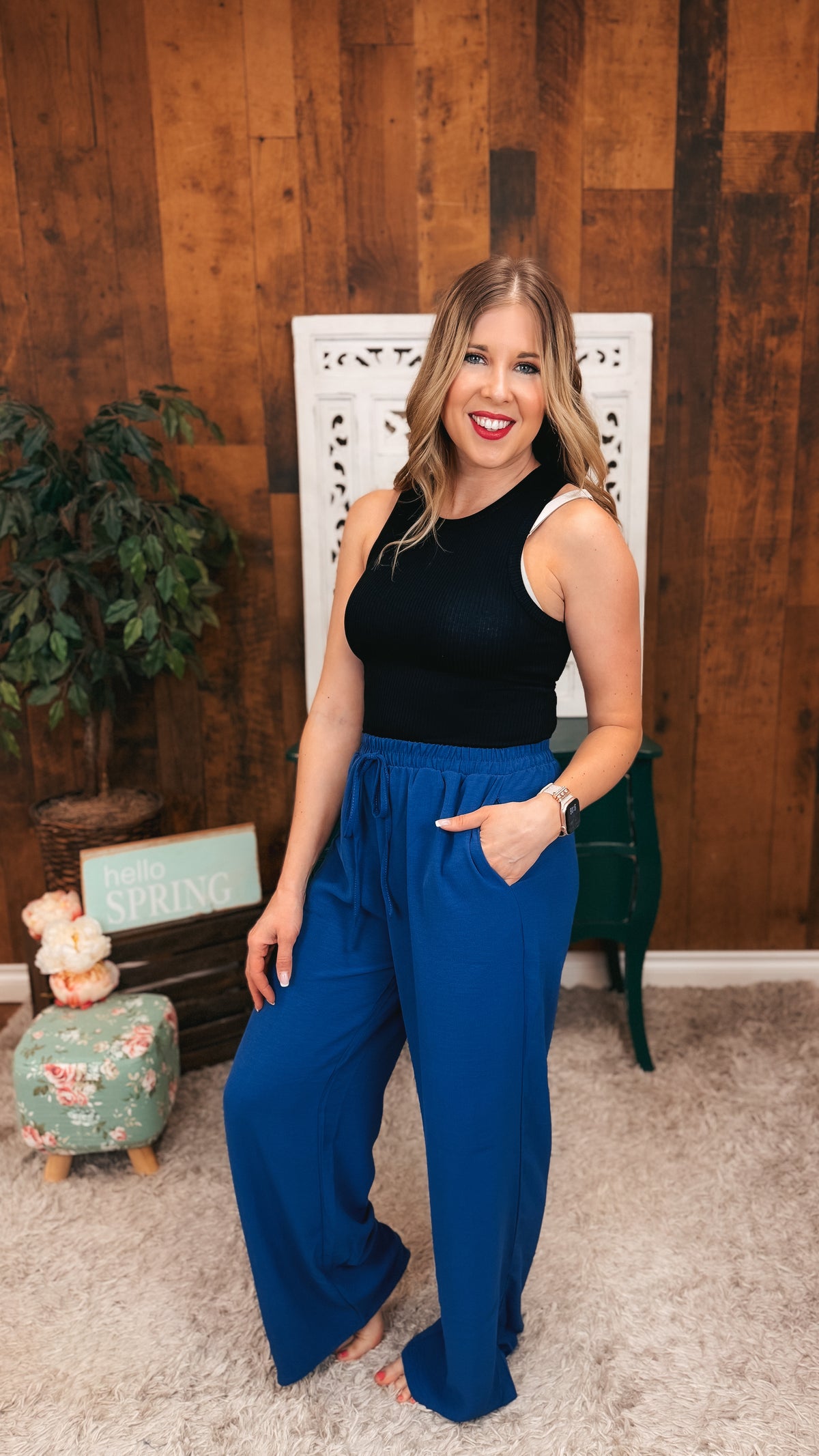 Crystal Wide Leg Pants | Denim Blue