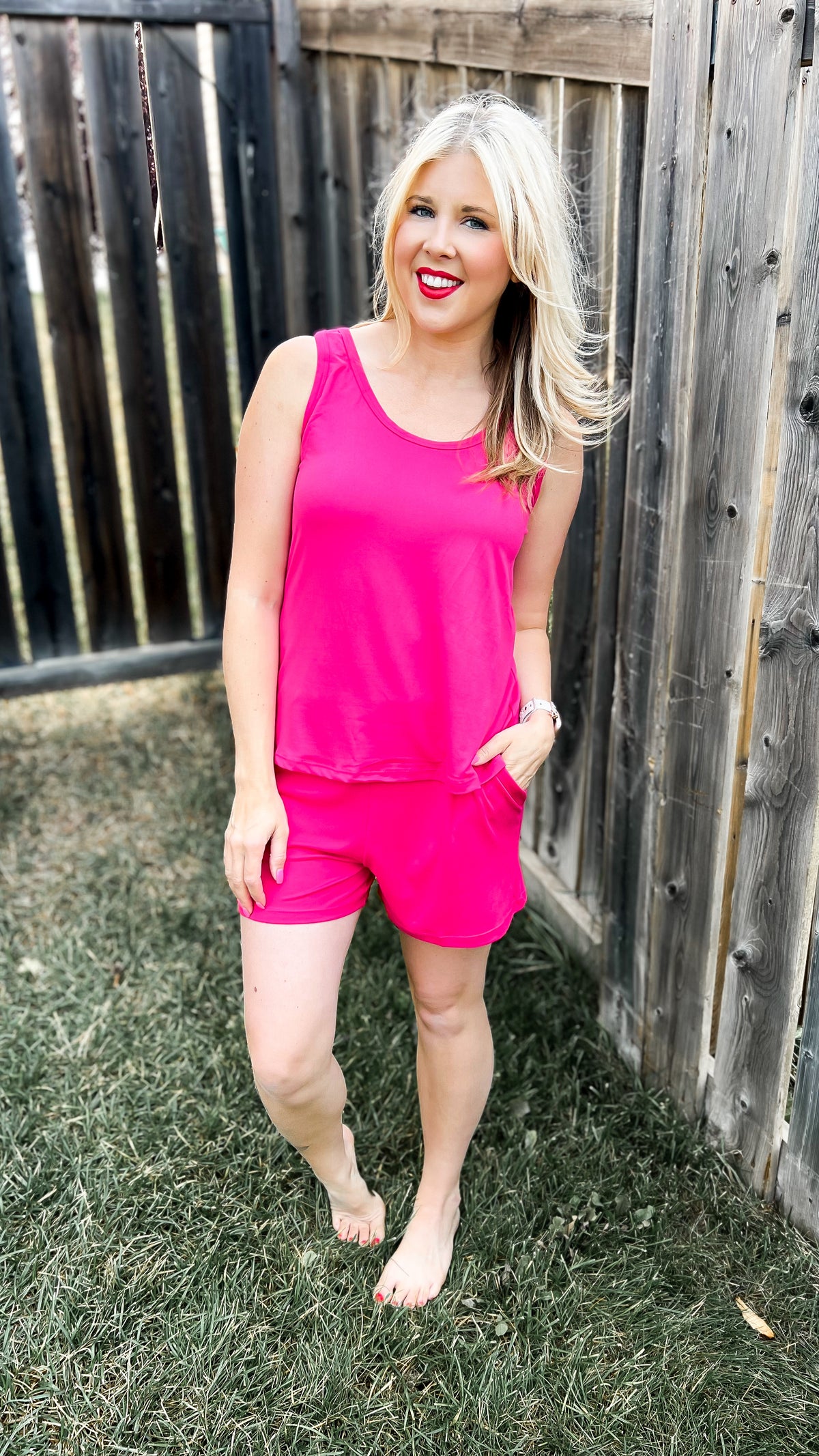 Payton Tank Top Short Set | Fuchsia