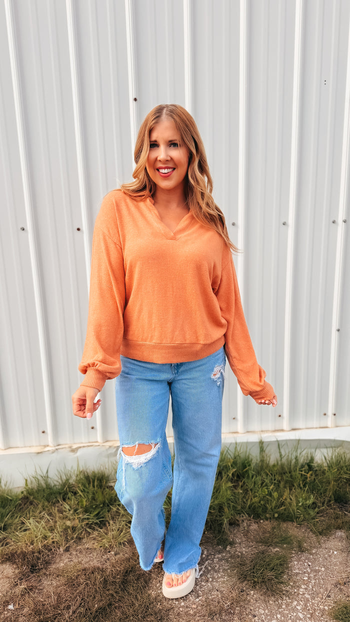 Tamara V-Neck Sweater | Rust