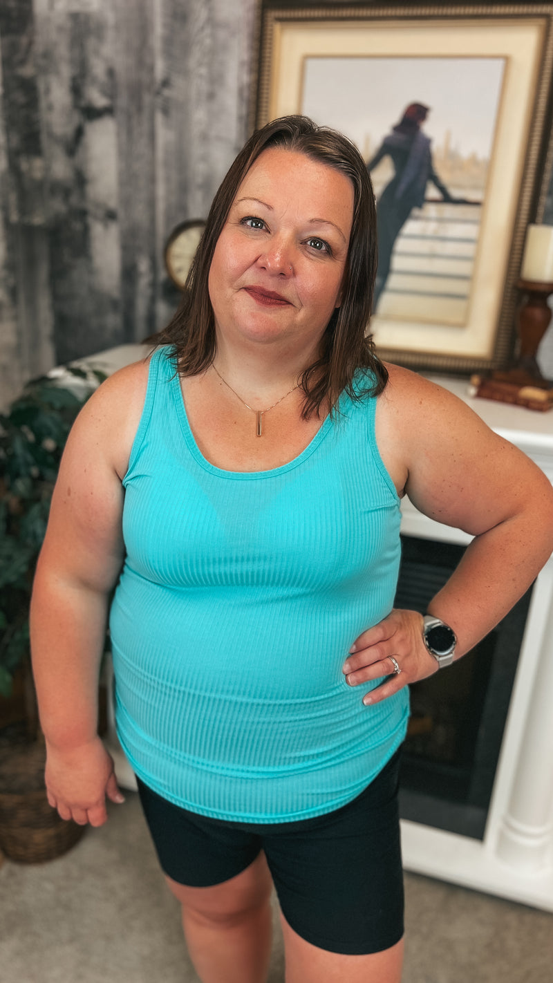 Rynlee Ribbed Tank Top: Mint