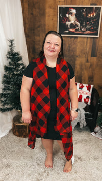Chantelle Buffalo Plaid Vested Cardigan: O/S