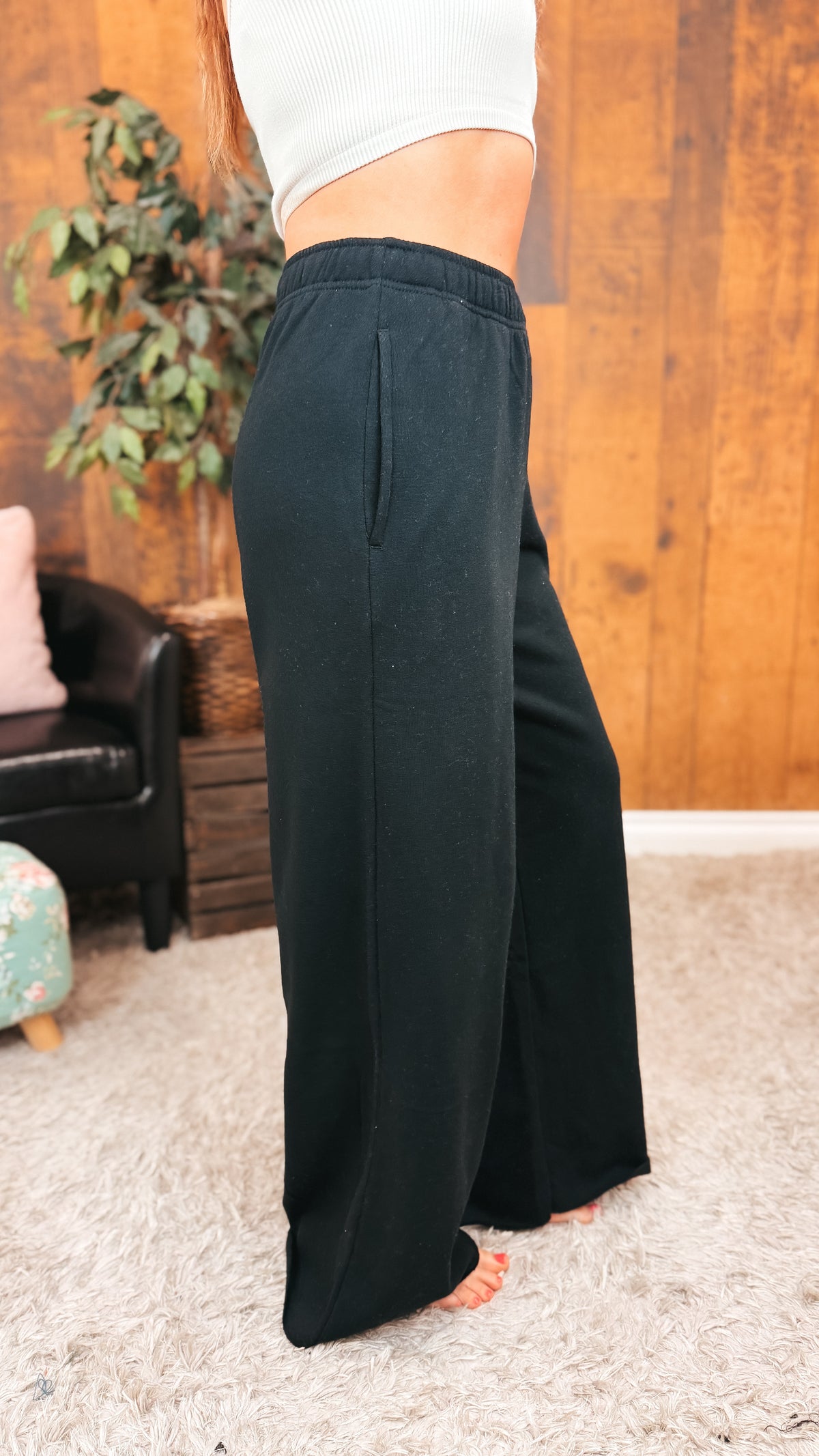 Toni Wide Leg Jogging Pants | Black