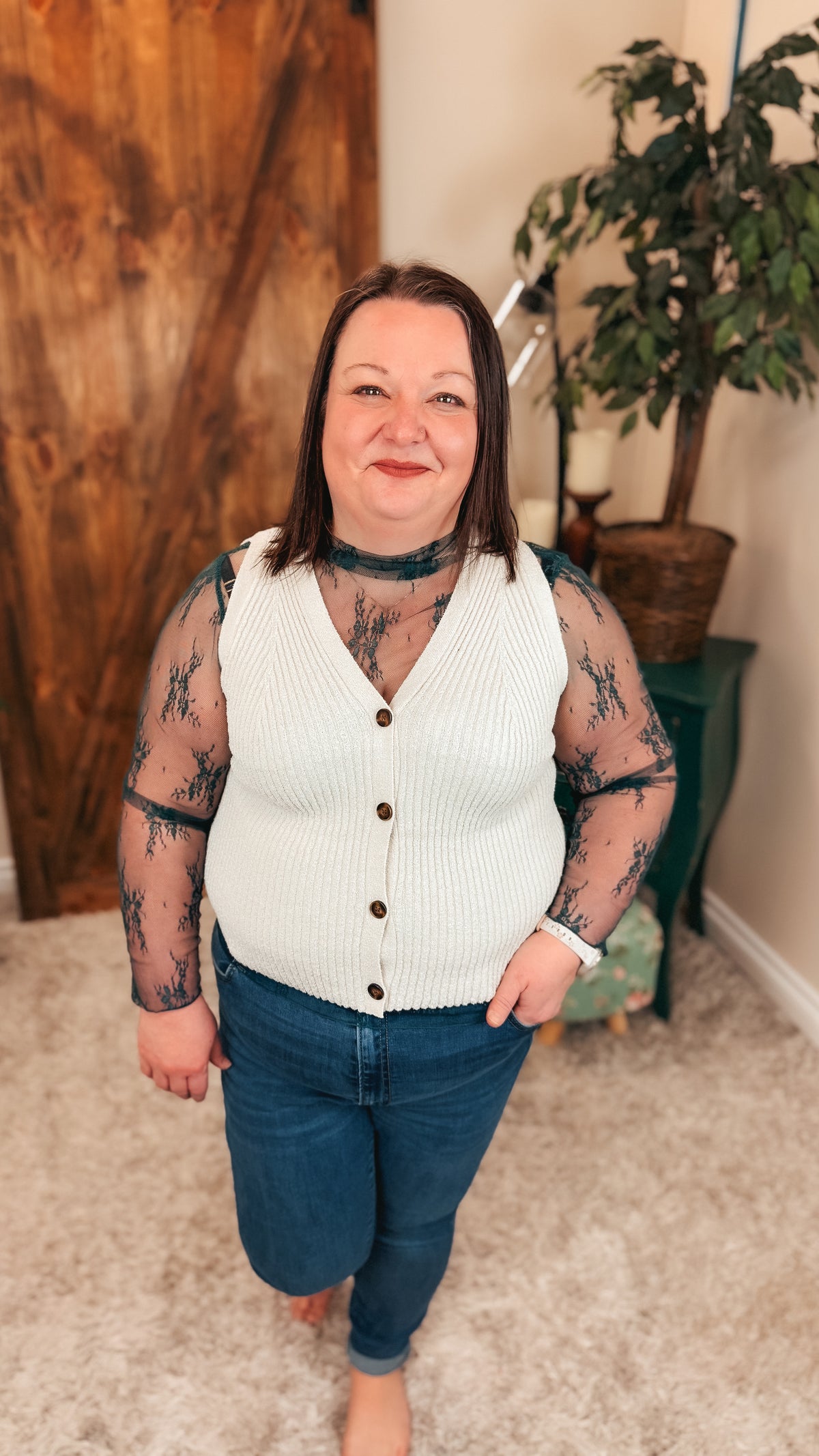 Rosalind Lace Top | Dark Green