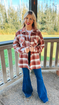 Finley Plaid Shacket | Brown