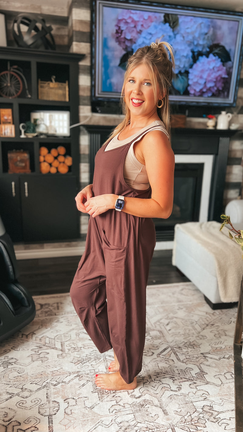 Jordyn Hotshot Romper: Brown