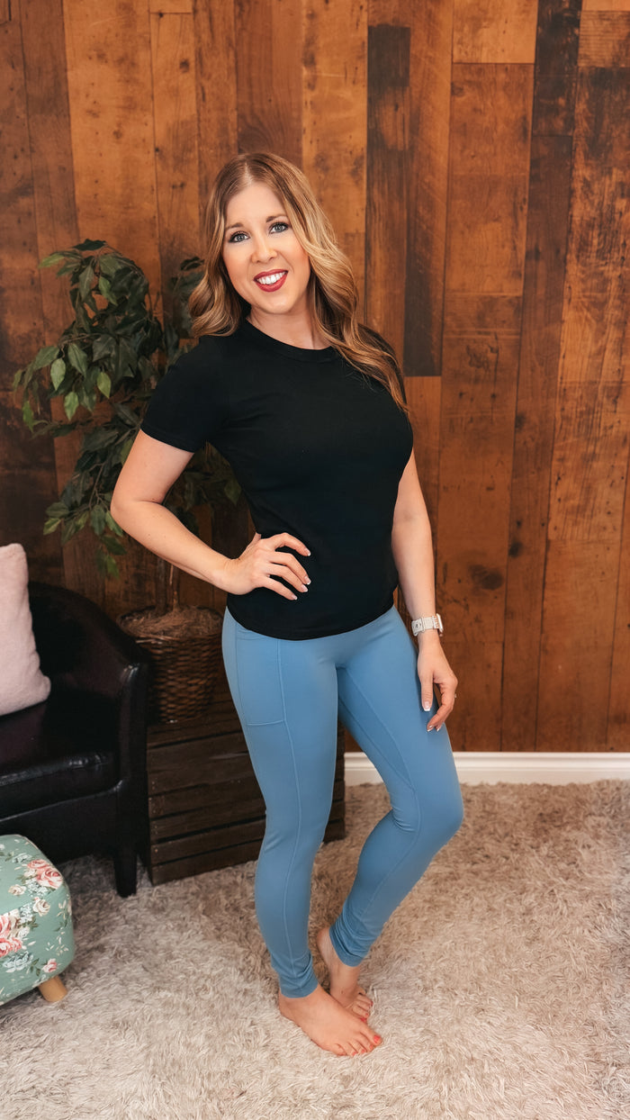 Zoey Athletic Leggings | Ice Blue