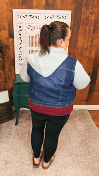 Cam Hooded Denim Jacket | Dark Blue