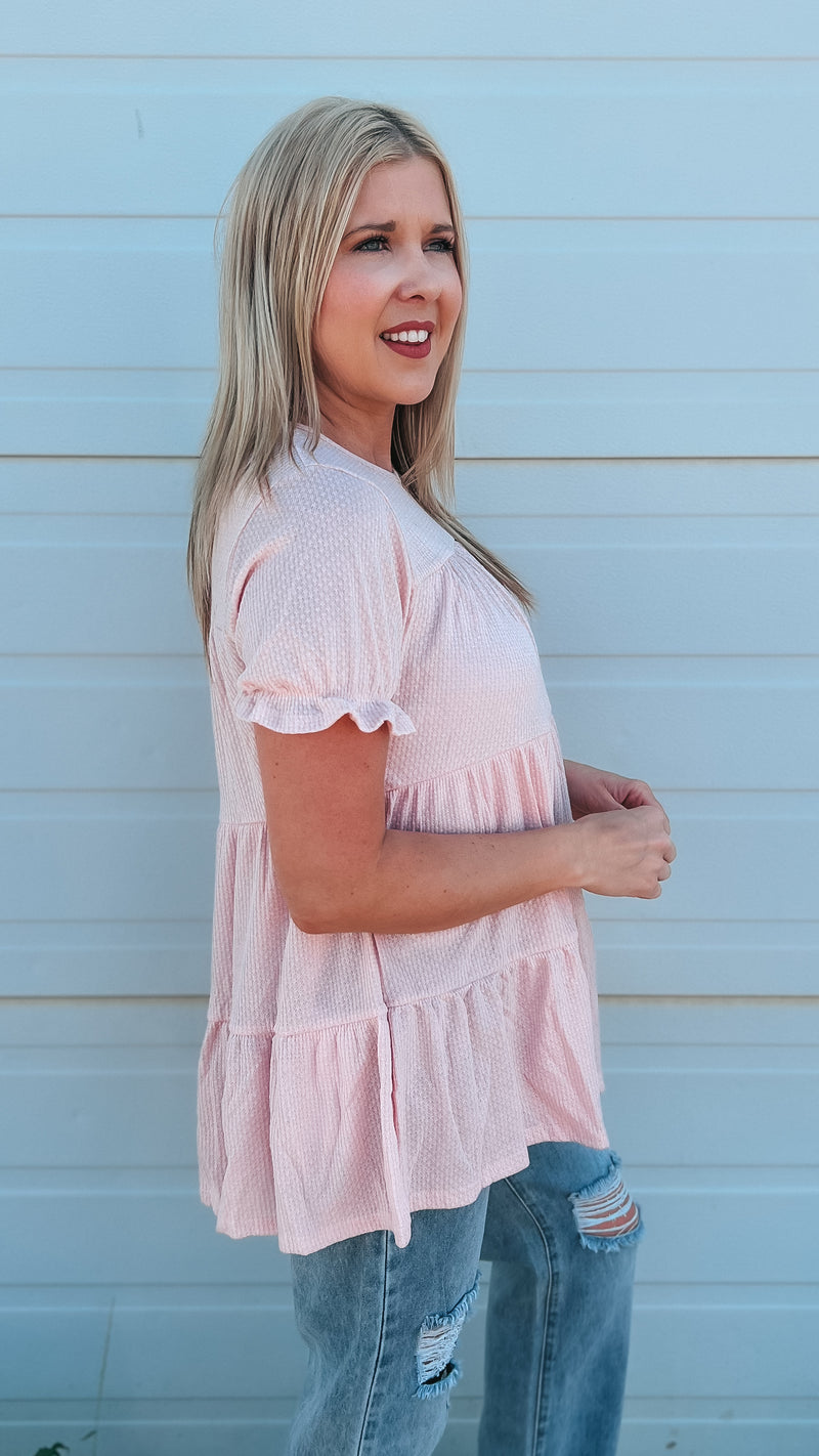 Dolly Babydoll Top: Pale Rose