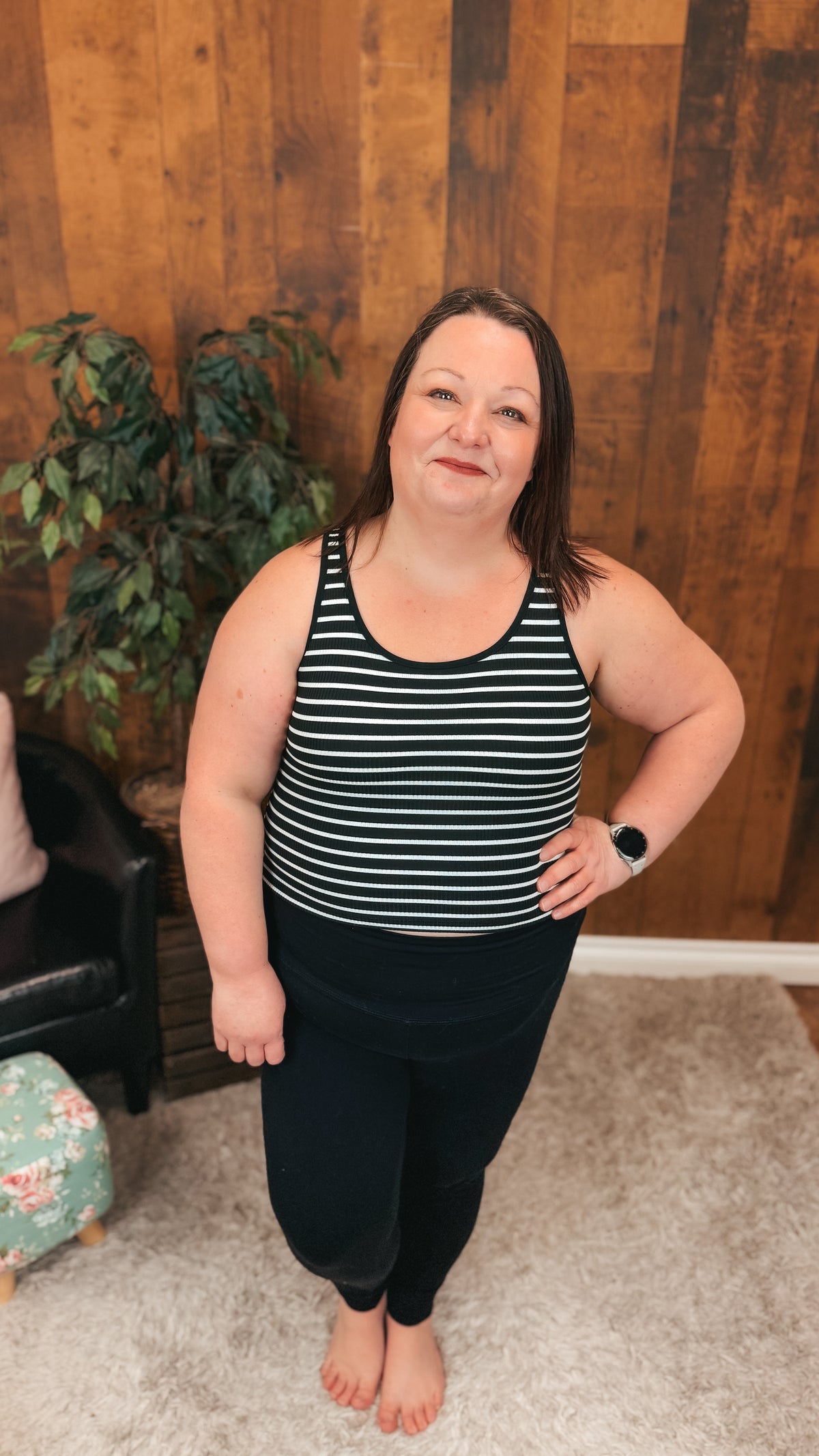 Ann Marie Stripe Tank Top | Black