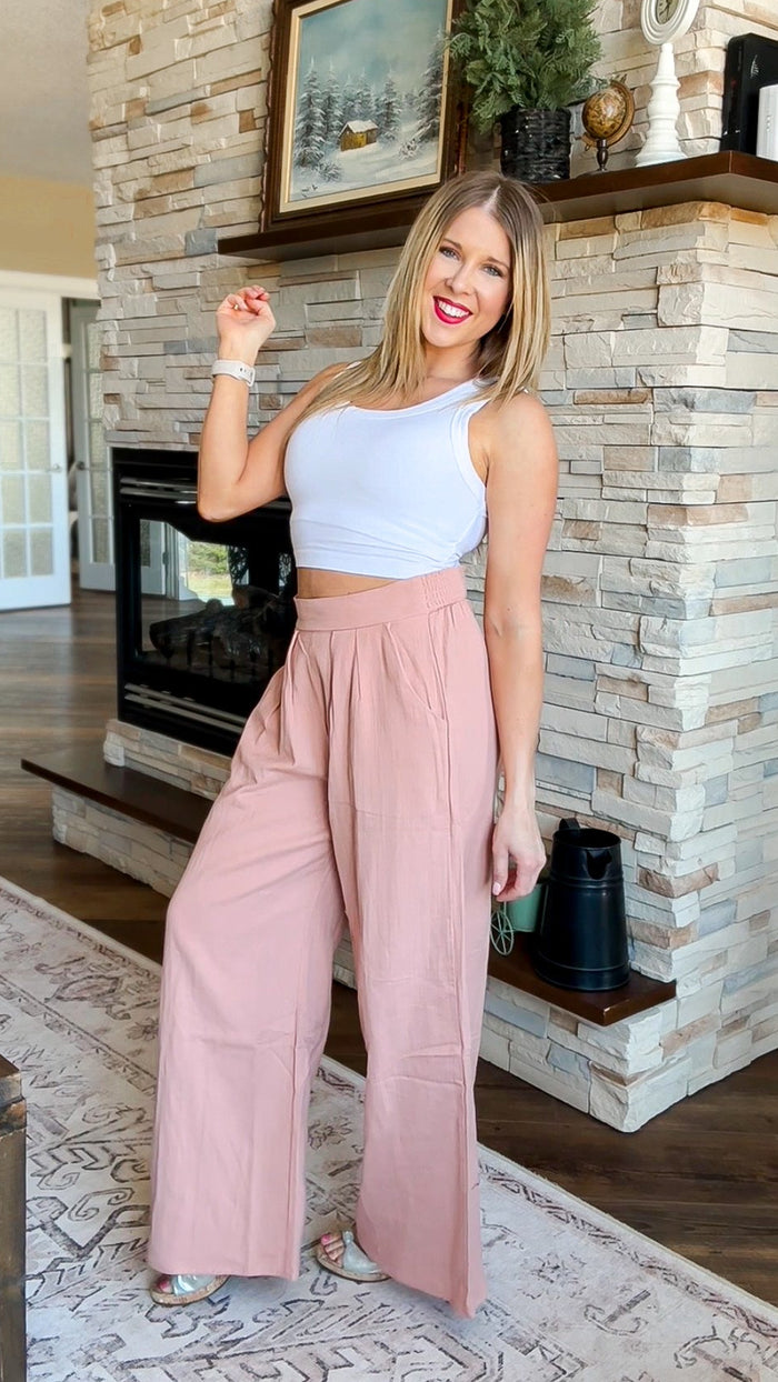 Nova Wide Leg Pants | Blush
