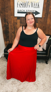 Wendy Pleated Maxi Skirt | Red