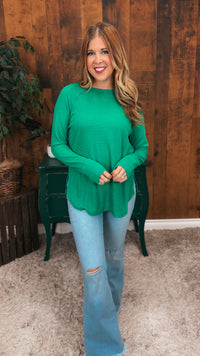 Leslie Waffle Long Sleeve | Kelly Green