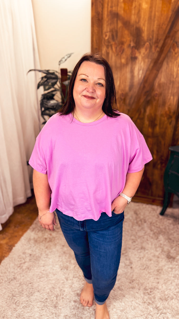 Juliette Flutter Tee | Bright Mauve