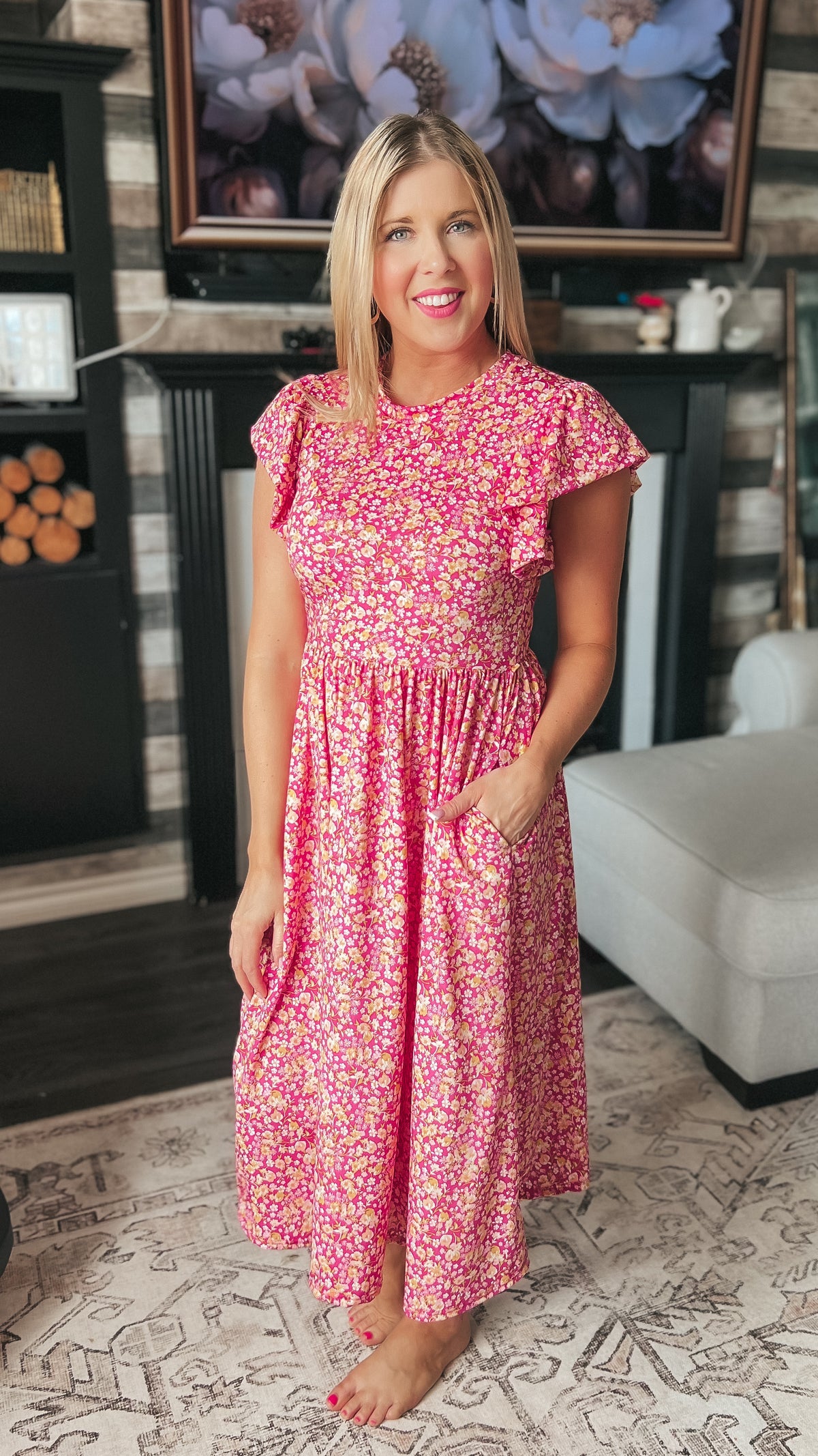 Victoria Floral Sundress: Fuchsia