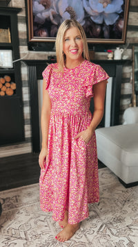 Victoria Floral Sundress: Fuchsia