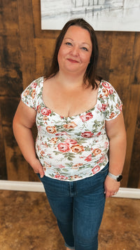 Violet Floral Top | White