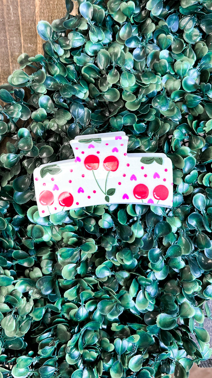 Cherry Claw Clip | White