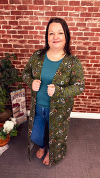 Kendal Floral Duster Cardigan | Floral Olive