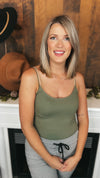 Hazel Cami Bodysuit: Olive