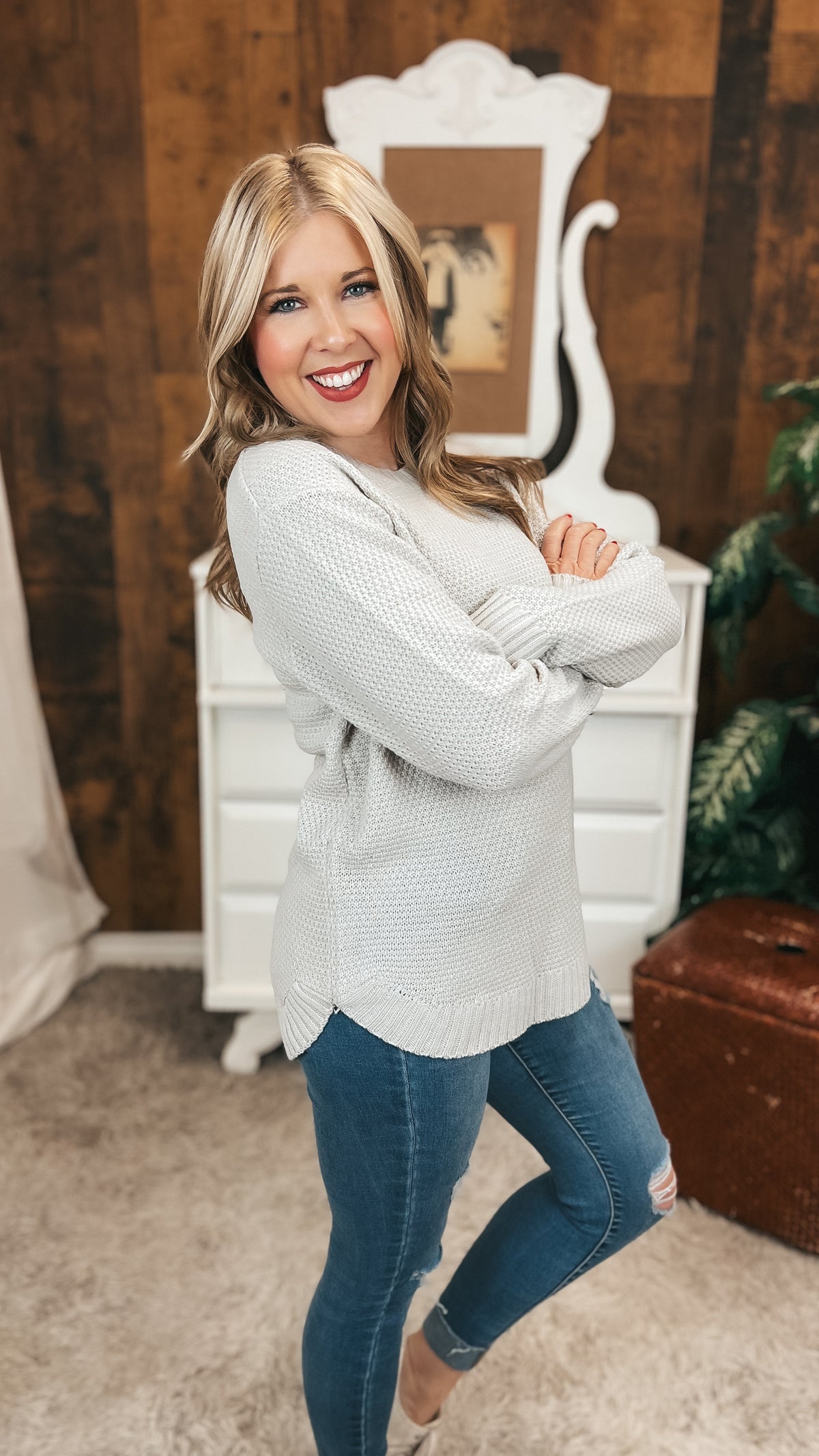 Scarlett Knit Sweater: Bone