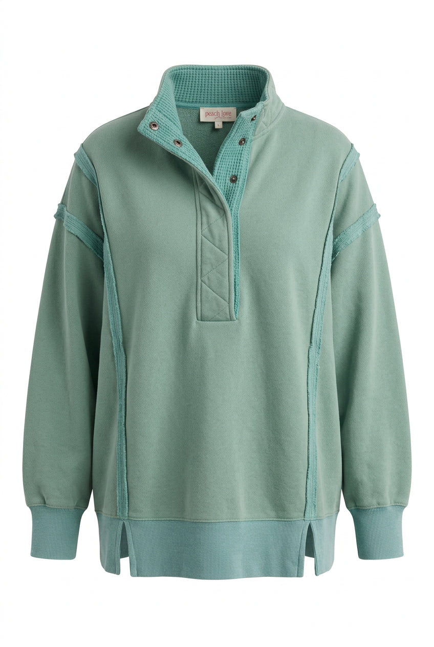 Charlene Snap Sweatshirt | Sea Green