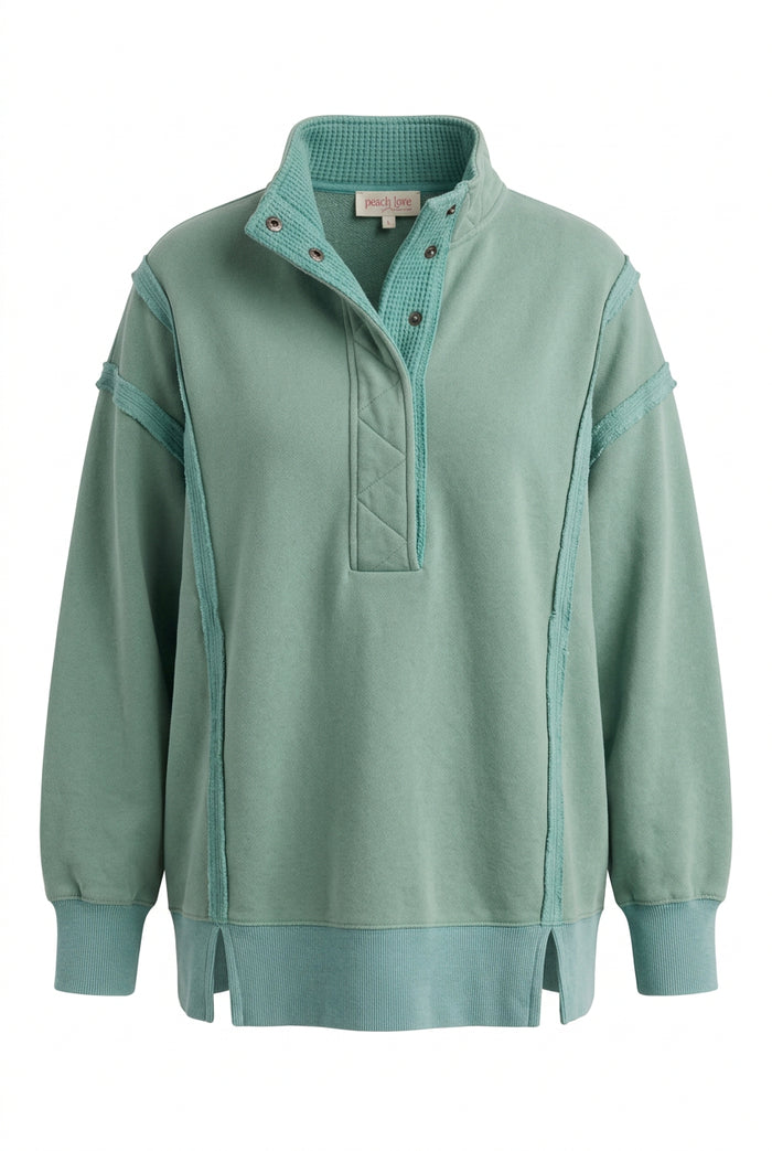Charlene Snap Sweatshirt | Sea Green