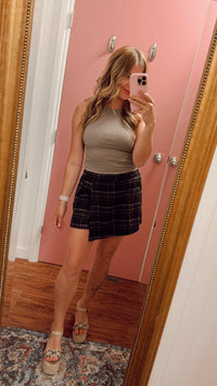 Sophia Fleece Skort | Black & Olive