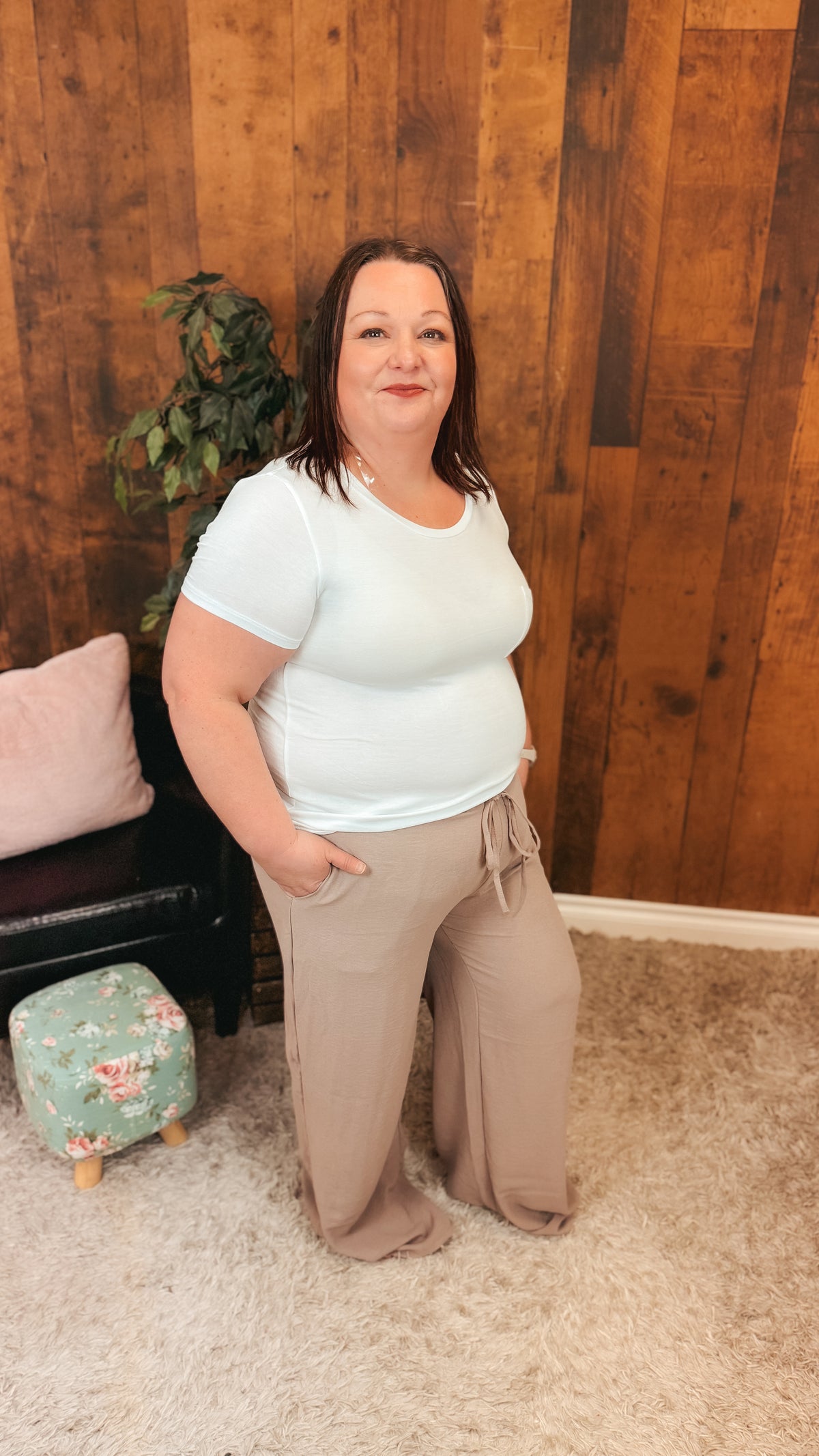 Crystal Wide Leg Pants | Taupe