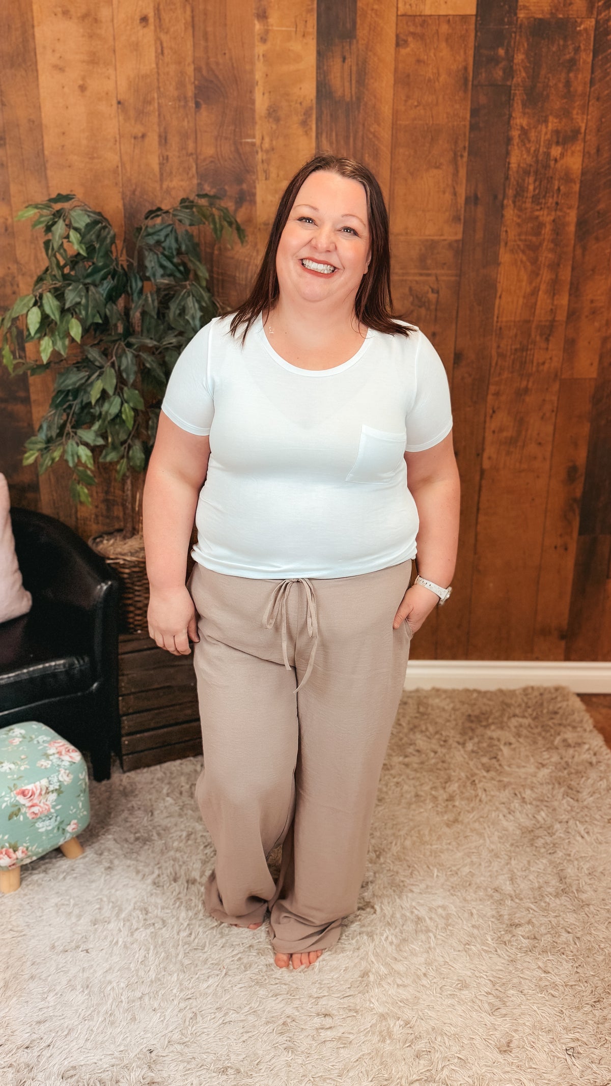 Crystal Wide Leg Pants | Taupe