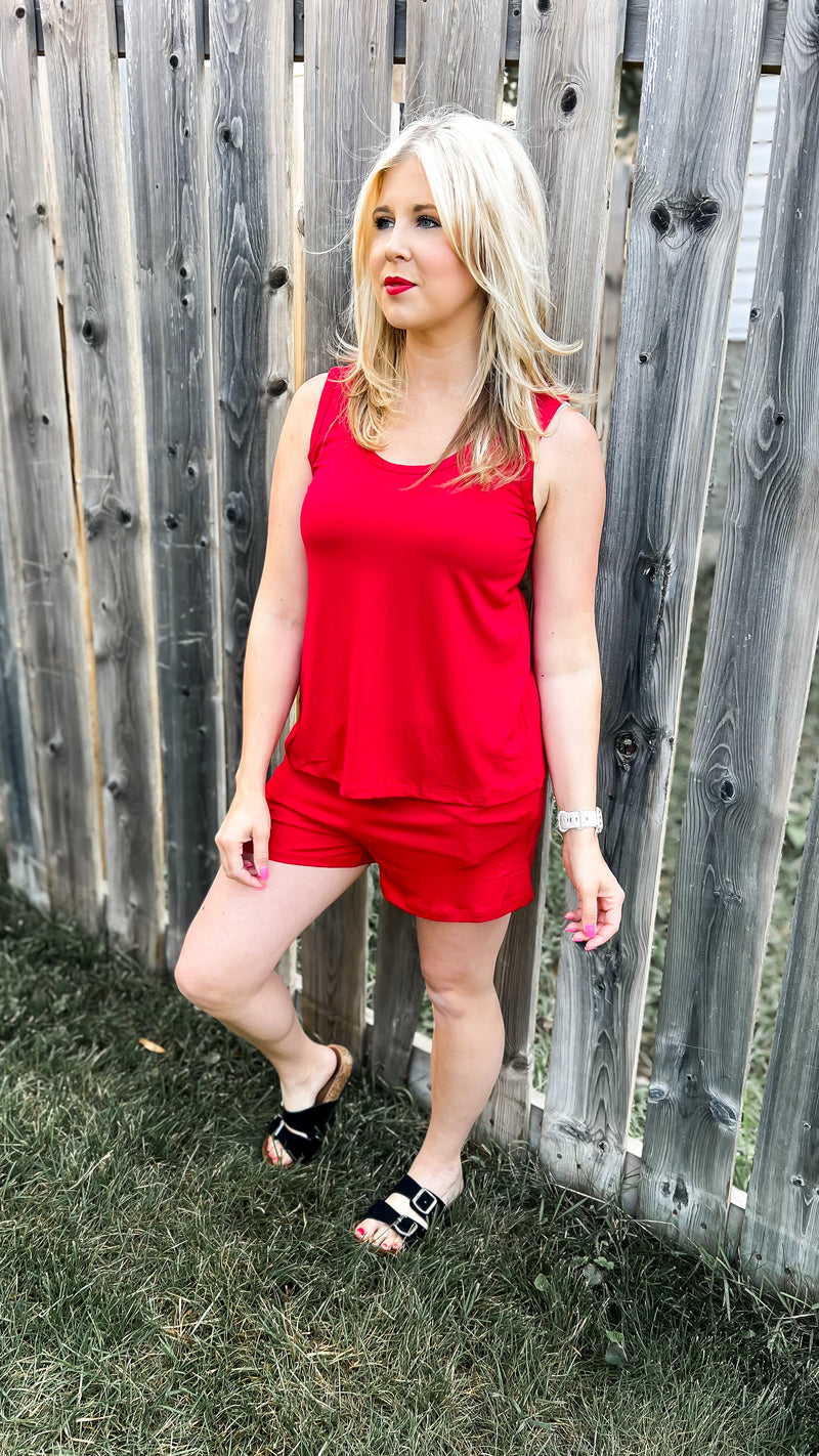 Payton Tank Top Short Set | Ruby