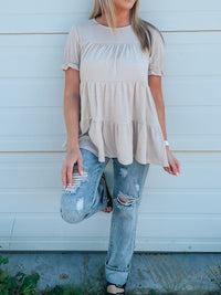 Dolly Babydoll Top: Beige