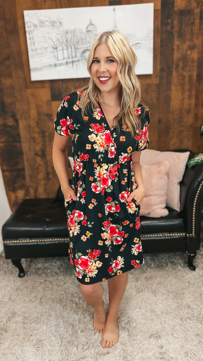 Sonya Floral Dress | Black