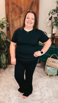 Lenny Flared Cotton Leggings| Black