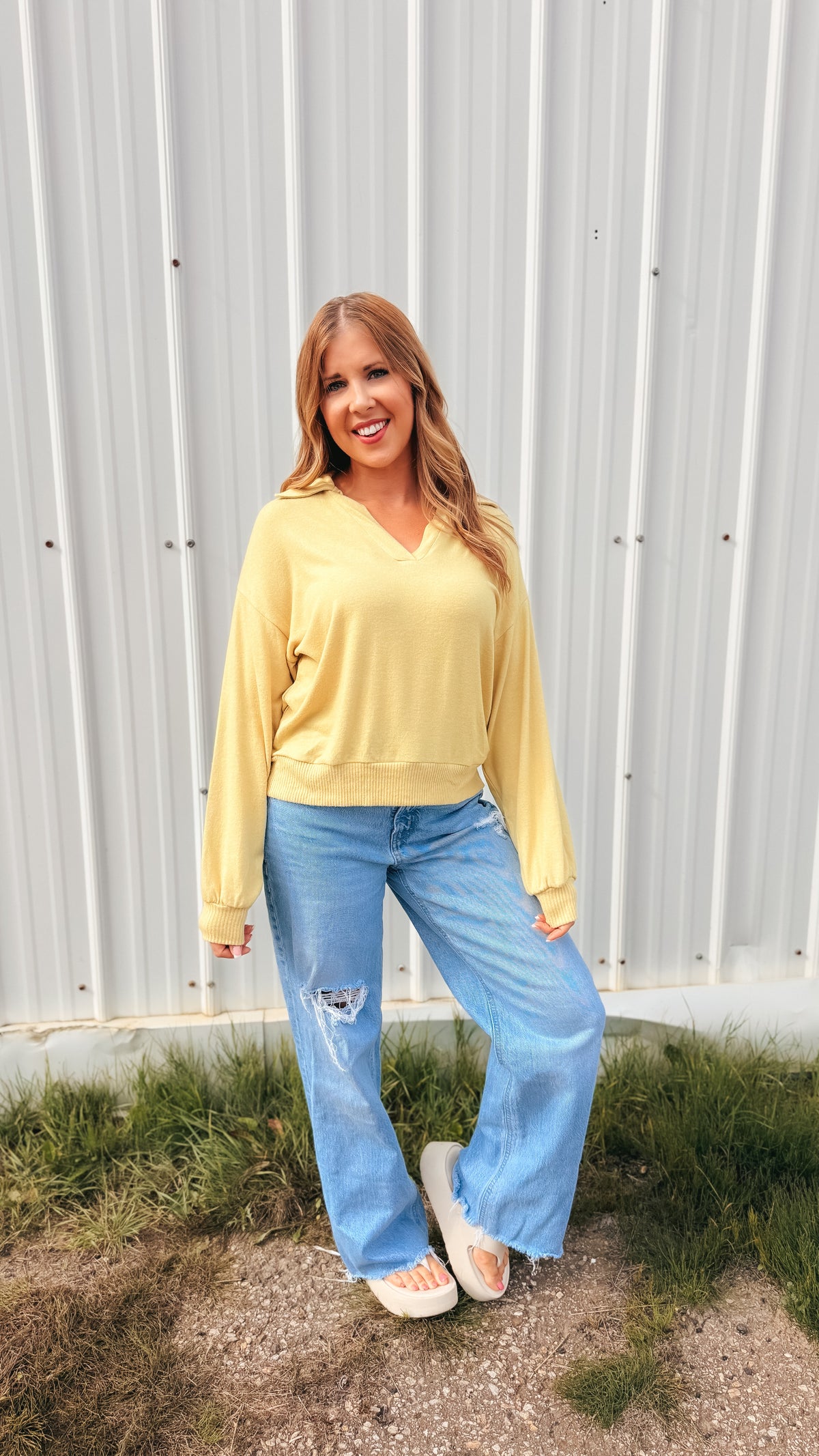 Tamara V-Neck Sweater | Yellow