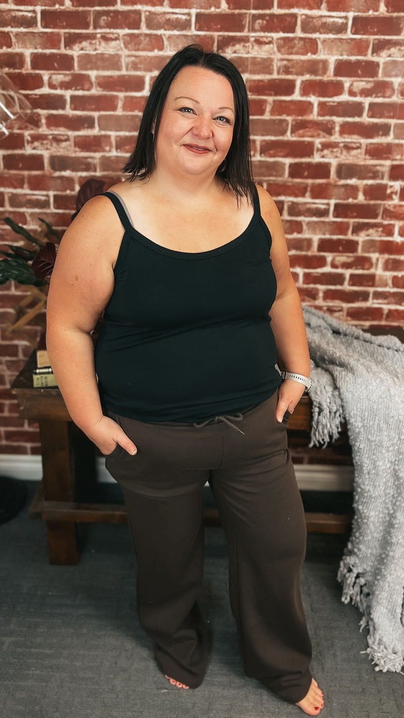 Jodie Wide Leg Jogging Pants | Brown