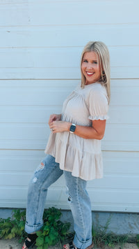 Dolly Babydoll Top: Beige