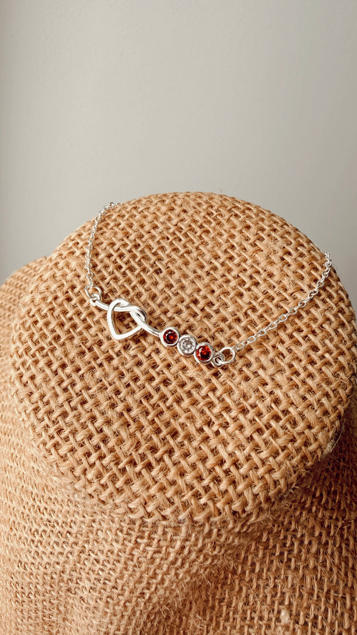 Heart Knot Bracelet | Red, White, Red