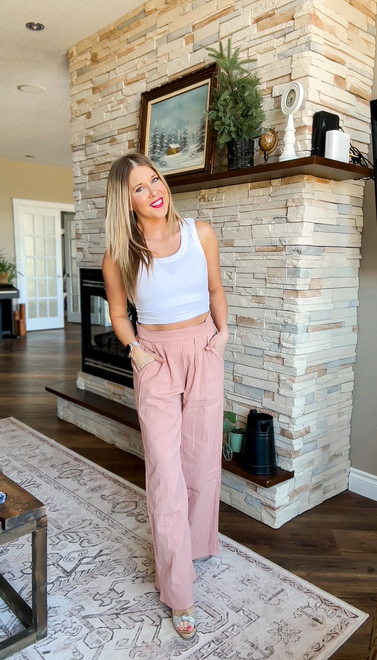 Nova Wide Leg Pants | Blush