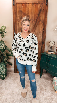 Karen Leopard Print Hoodie | Cream