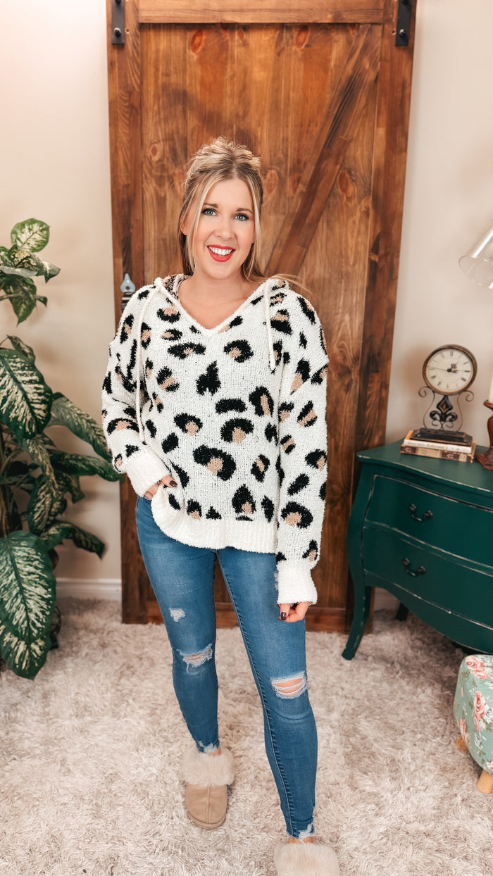 Karen Leopard Print Hoodie | Cream