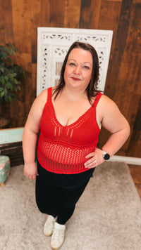 Aislynne Crochet Tank Top | Red