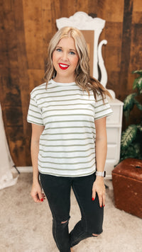 Brittany Striped Tee | Sage & Ivory