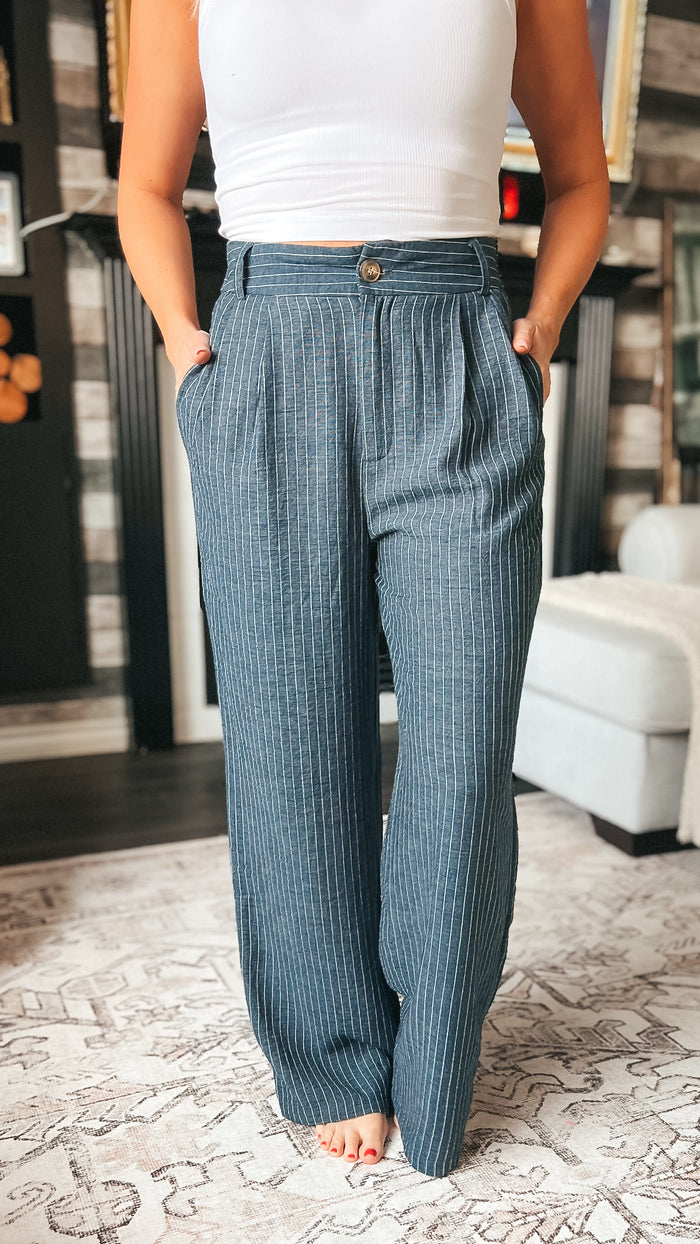 Gracy Pinstripe Dress Pants | Navy