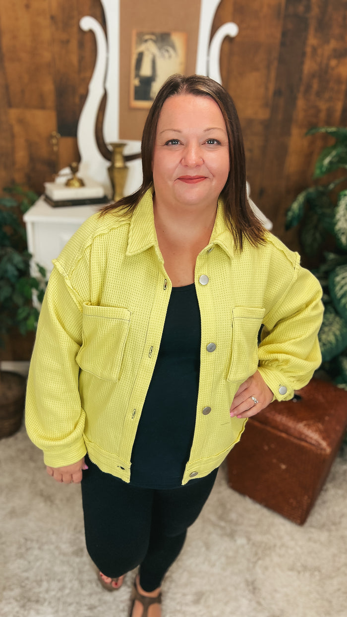 Grace Waffle Shacket | Yellow