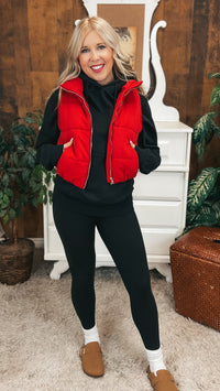 Courtney Puffer Vest: Red