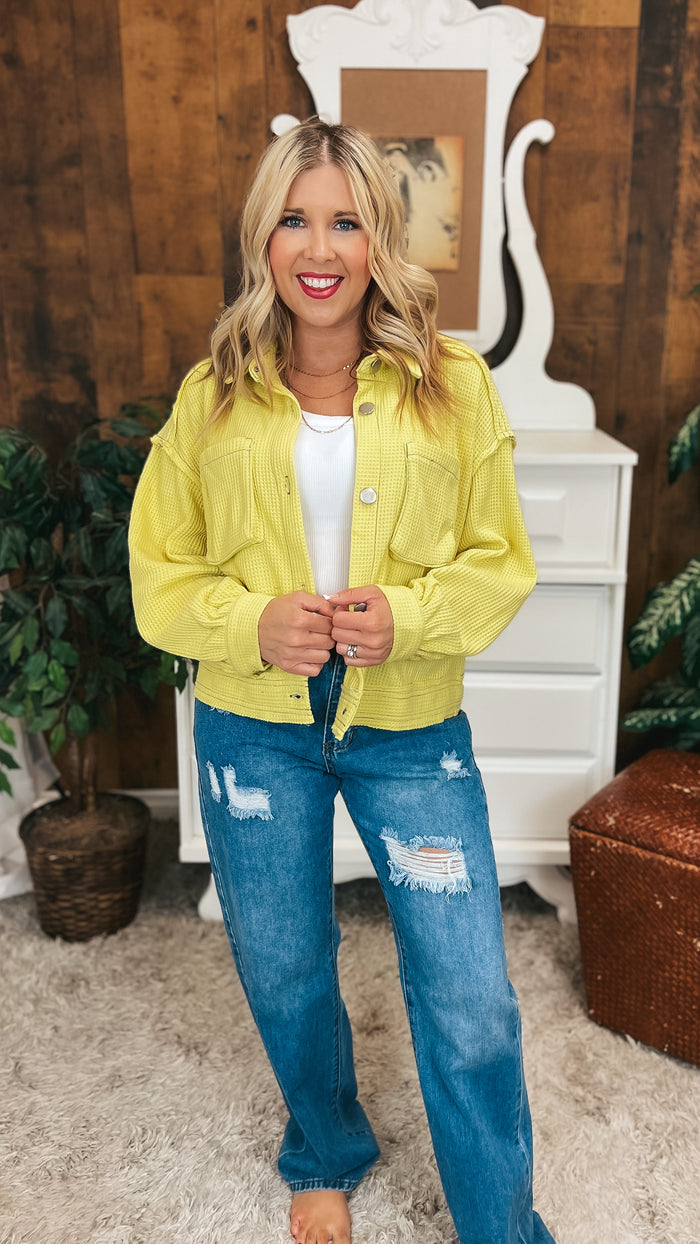 Grace Waffle Shacket | Yellow