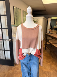# 35 - Waffle Color Block Top | L | SAMPLE SALE