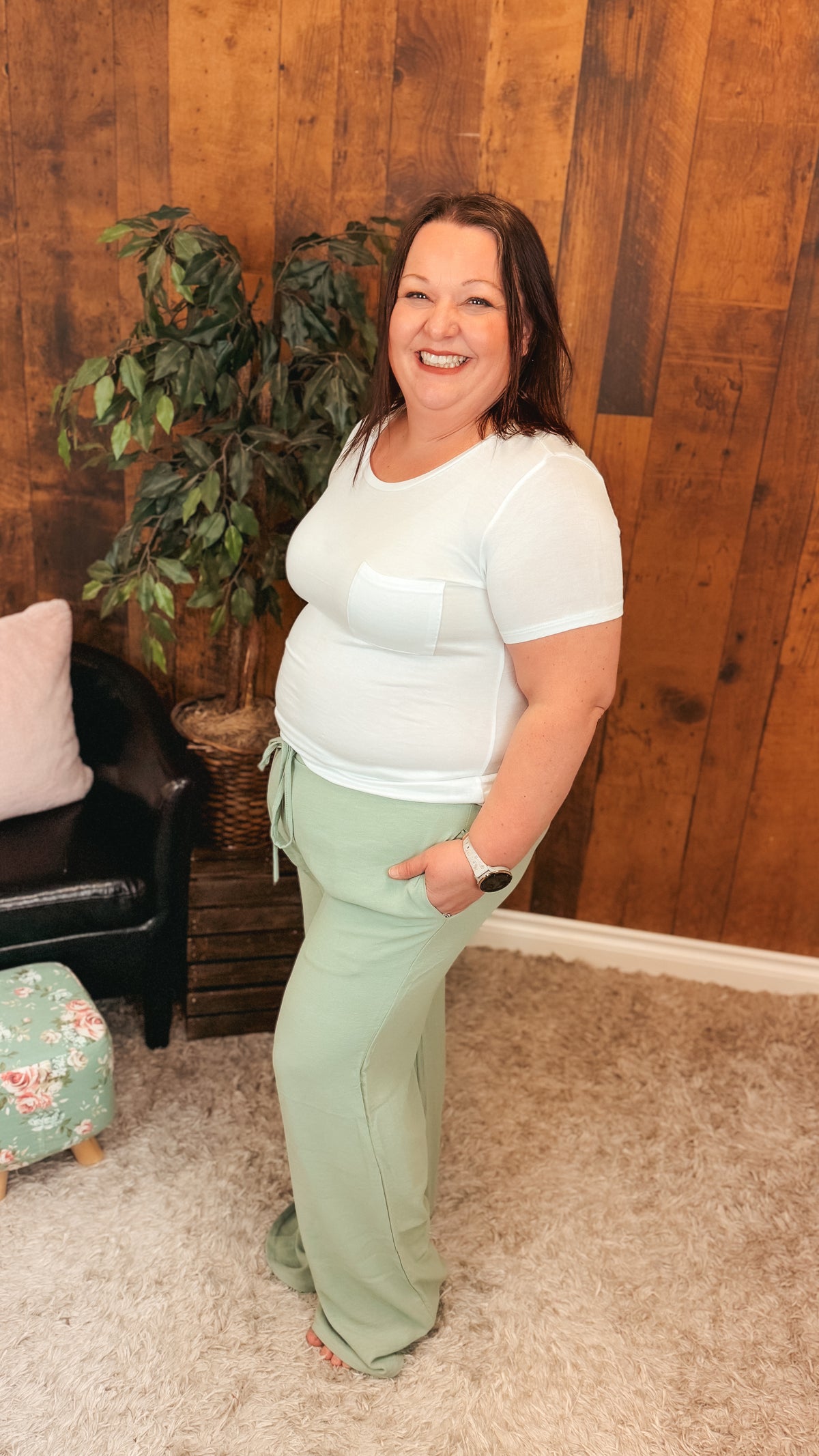 Crystal Wide Leg Pants | Olive