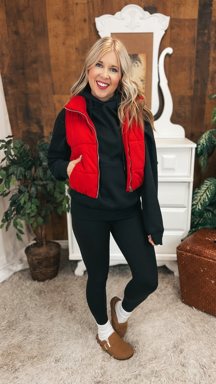 Courtney Puffer Vest: Red
